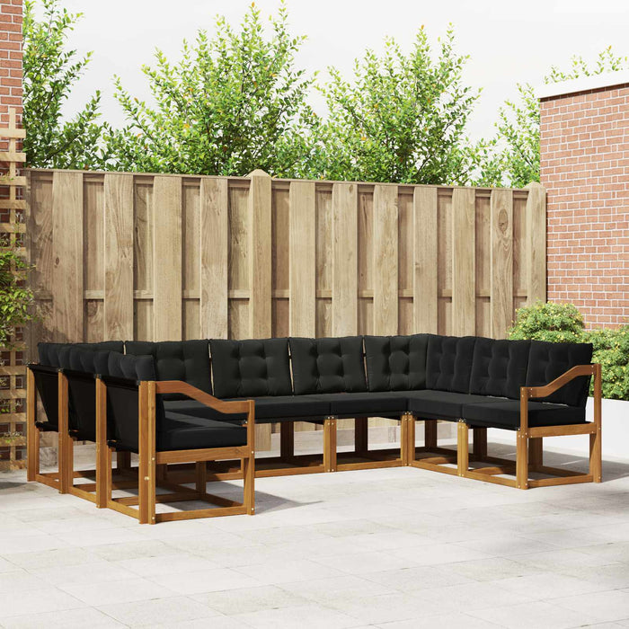 Set de canapele de exterior cu pernă 9 pcs Natural și Negru WALTI