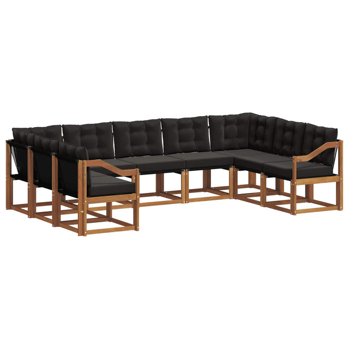 Set de canapele de exterior cu pernă 9 pcs Natural și Negru WALTI