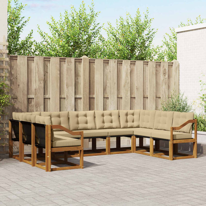Set de canapele de exterior cu pernă 9 pcs Natural și Bej WALTI