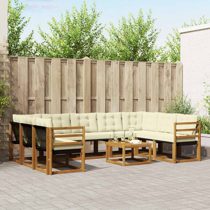 Set de canapele de exterior cu pernă 10 pcs Natural și Crem WALTI