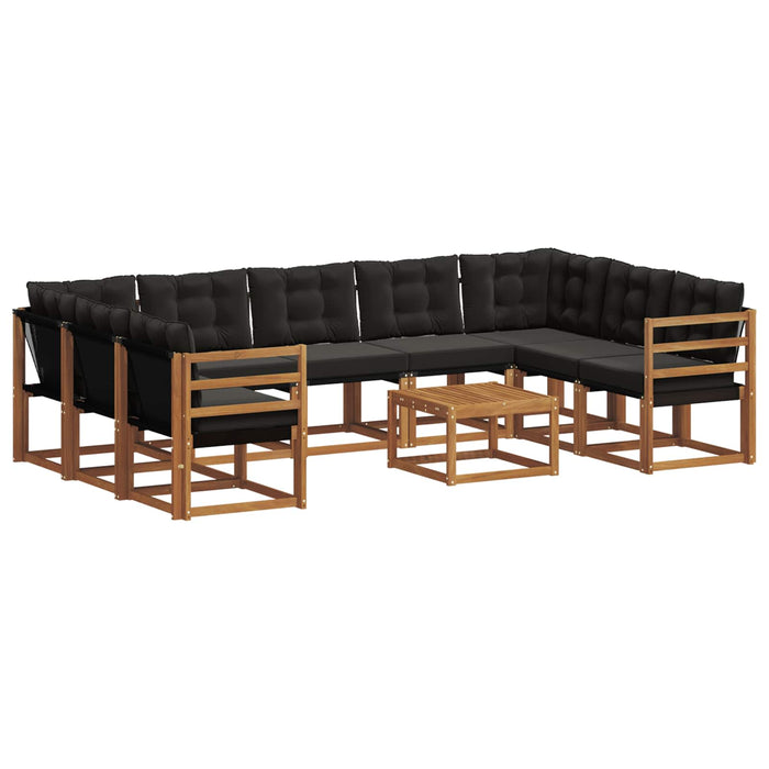 Set de canapele de exterior cu pernă 10 pcs Natural și Negru WALTI