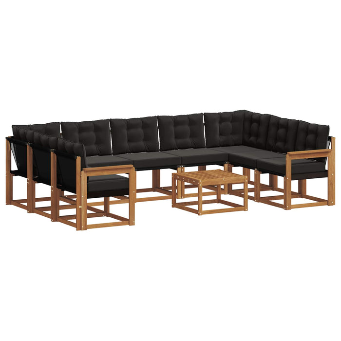 Set de canapele de exterior cu pernă 10 pcs Natural și Negru WALTI