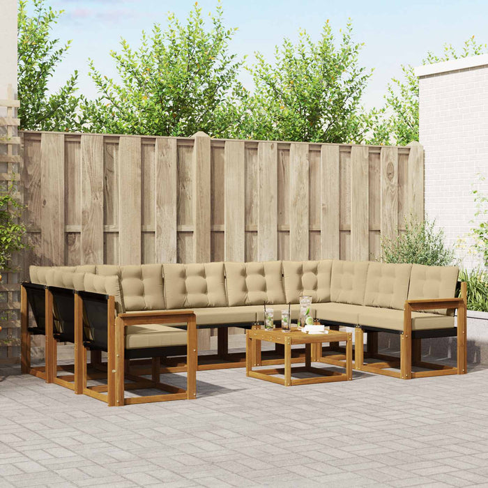 Set de canapele de exterior cu pernă 10 pcs Natural și Bej WALTI