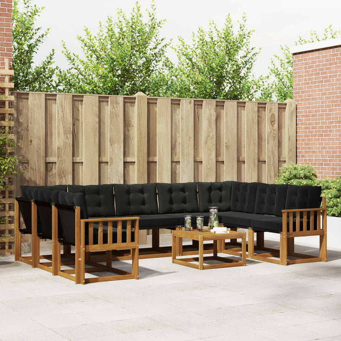 Set de canapele de exterior cu pernă 10 pcs Natural și Negru WALTI
