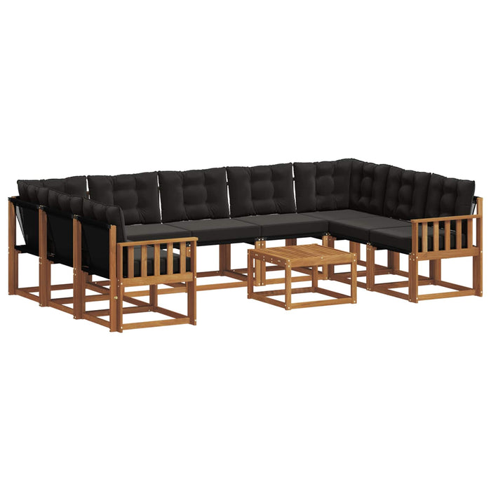 Set de canapele de exterior cu pernă 10 pcs Natural și Negru WALTI