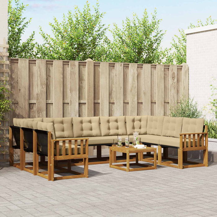 Set de canapele de exterior cu pernă 10 pcs Natural și Bej WALTI
