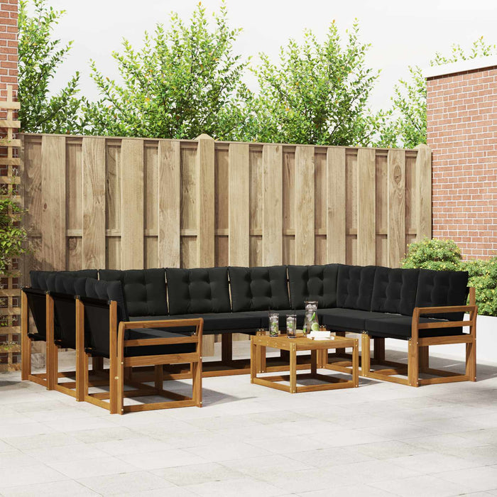 Set de canapele de exterior cu pernă 10 pcs Natural și Negru WALTI