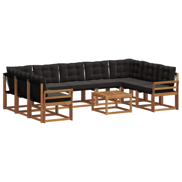 Set de canapele de exterior cu pernă 10 pcs Natural și Negru WALTI