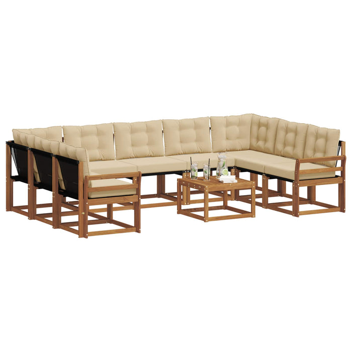 Set de canapele de exterior cu pernă 10 pcs Natural și Bej WALTI