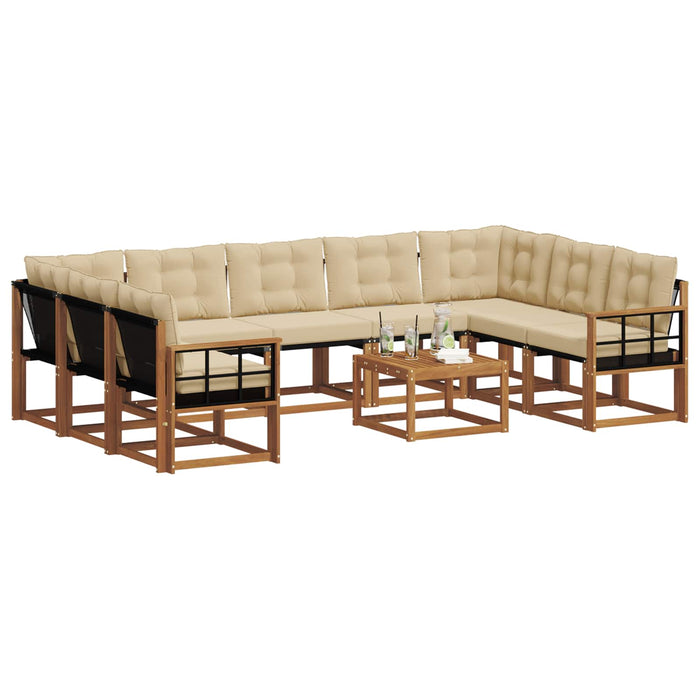 Set de canapele de exterior cu pernă 10 pcs Natural și Bej WALTI