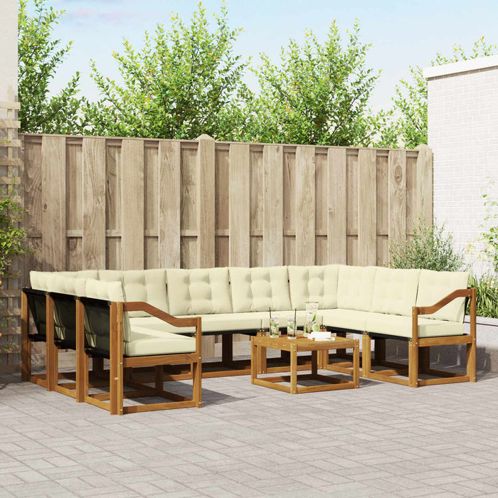 Set de canapele de exterior cu pernă 10 pcs Natural și Crem WALTI