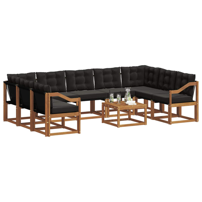 Set de canapele de exterior cu pernă 10 pcs Natural și Negru WALTI