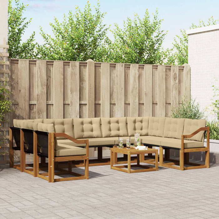 Set de canapele de exterior cu pernă 10 pcs Natural și Bej WALTI