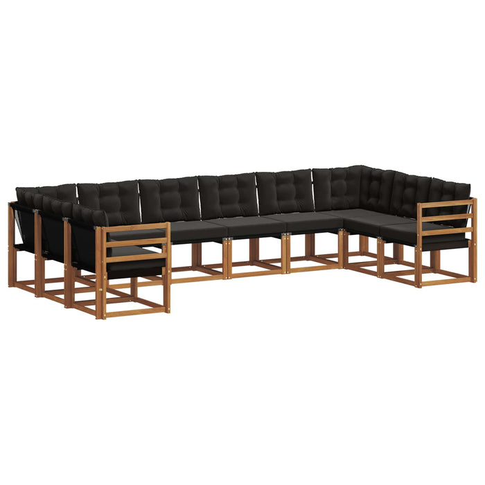 Set de canapele de exterior cu pernă 10 pcs Natural și Negru - WALTI WALTI