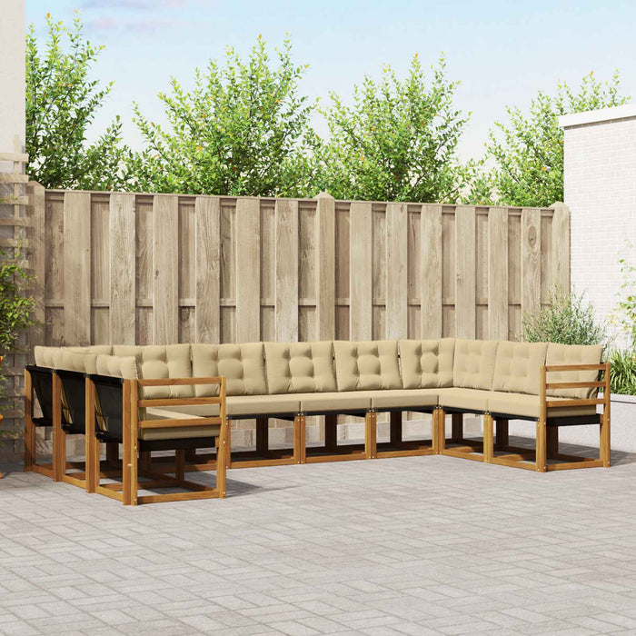 Set de canapele de exterior cu pernă 10 pcs Natural și Bej - WALTI WALTI