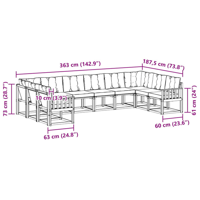 Set de canapele de exterior cu pernă 10 pcs Natural și Crem - WALTI WALTI