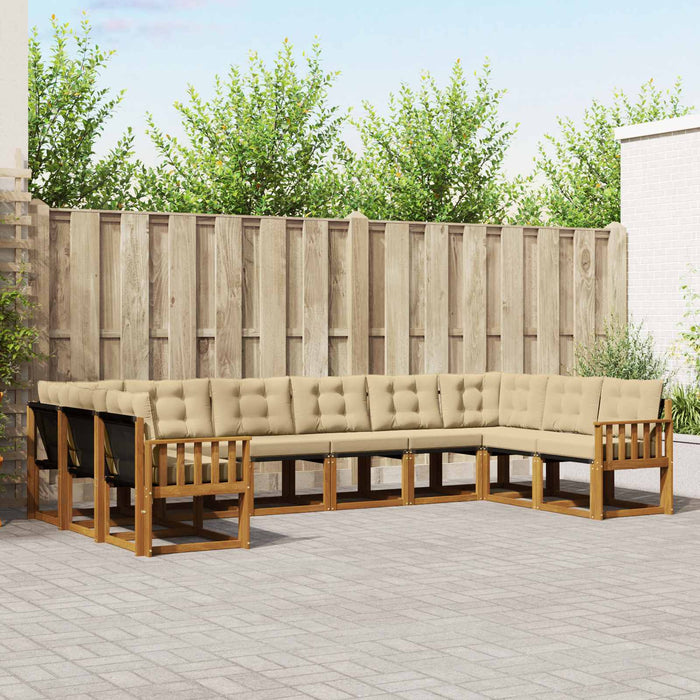 Set de canapele de exterior cu pernă 10 pcs Natural și Bej - WALTI WALTI