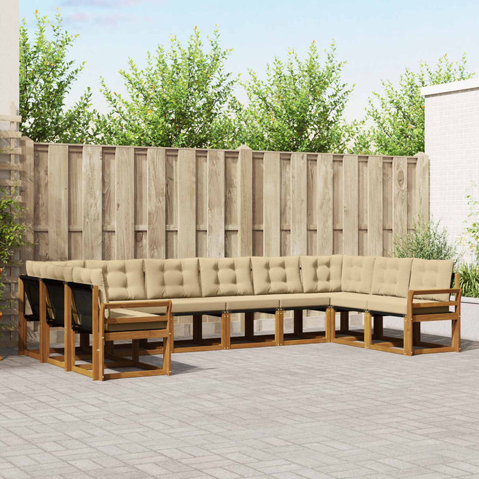 Set de canapele de exterior cu pernă 10 pcs Natural și Bej - WALTI WALTI