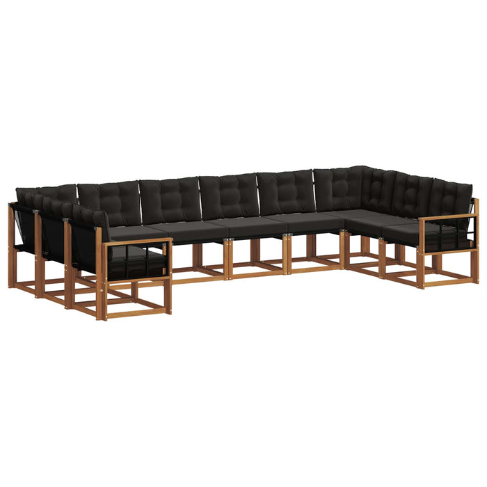 Set de canapele de exterior cu pernă 10 pcs Natural și Negru - WALTI WALTI