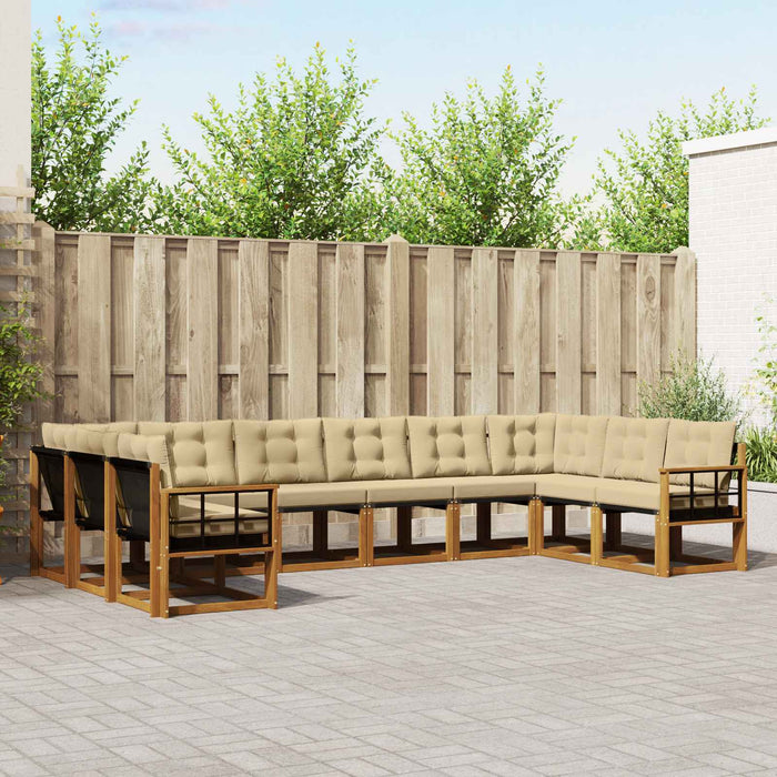 Set de canapele de exterior cu pernă 10 pcs Natural și Bej - WALTI WALTI
