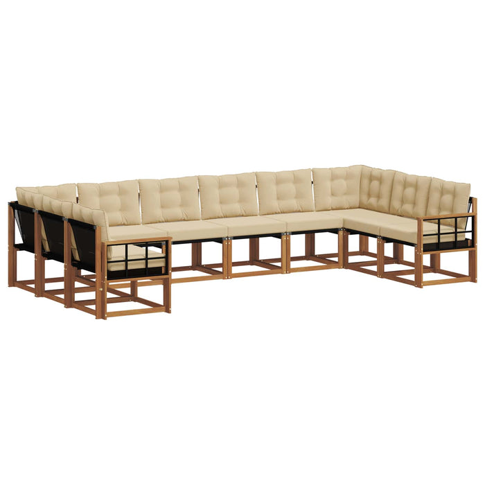 Set de canapele de exterior cu pernă 10 pcs Natural și Bej - WALTI WALTI