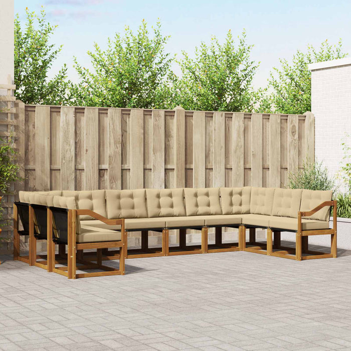Set de canapele de exterior cu pernă 10 pcs Natural și Bej - WALTI WALTI
