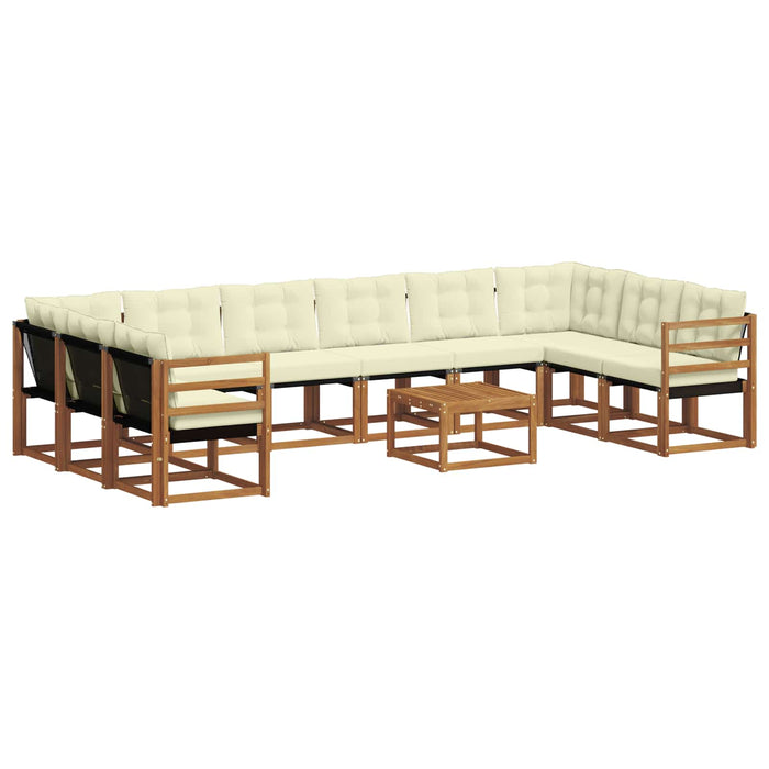 Set de canapele de exterior cu pernă 11 pcs Natural și Crem WALTI