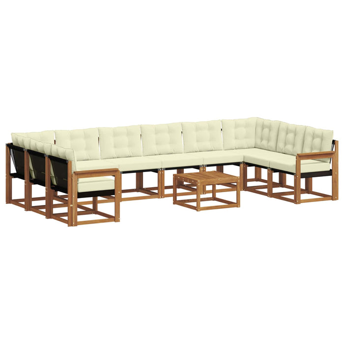 Set de canapele de exterior cu pernă 11 pcs Natural și Crem WALTI
