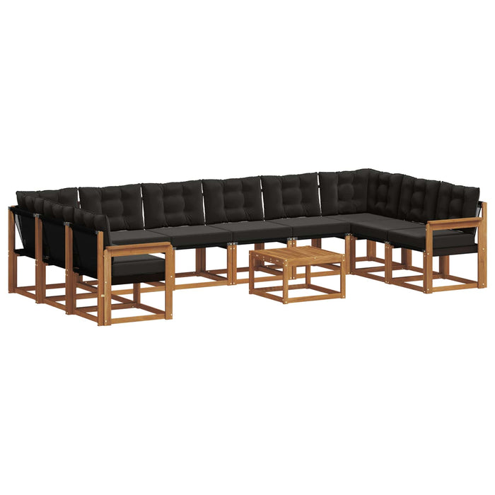 Set de canapele de exterior cu pernă 11 pcs Natural și Negru WALTI
