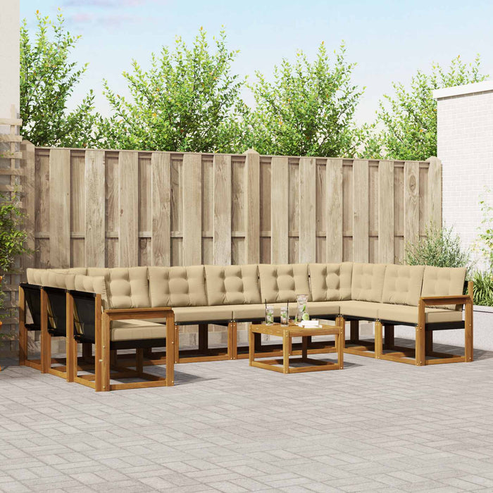 Set de canapele de exterior cu pernă 11 pcs Natural și Bej WALTI