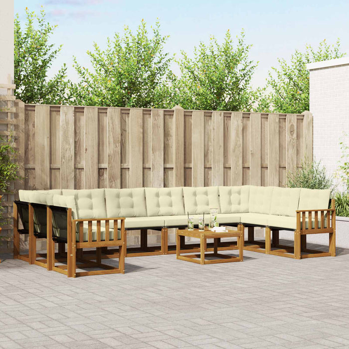 Set de canapele de exterior cu pernă 11 pcs Natural și Crem WALTI