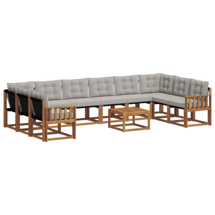 Set de canapele de exterior 11 pcs Gri natural și deschis WALTI