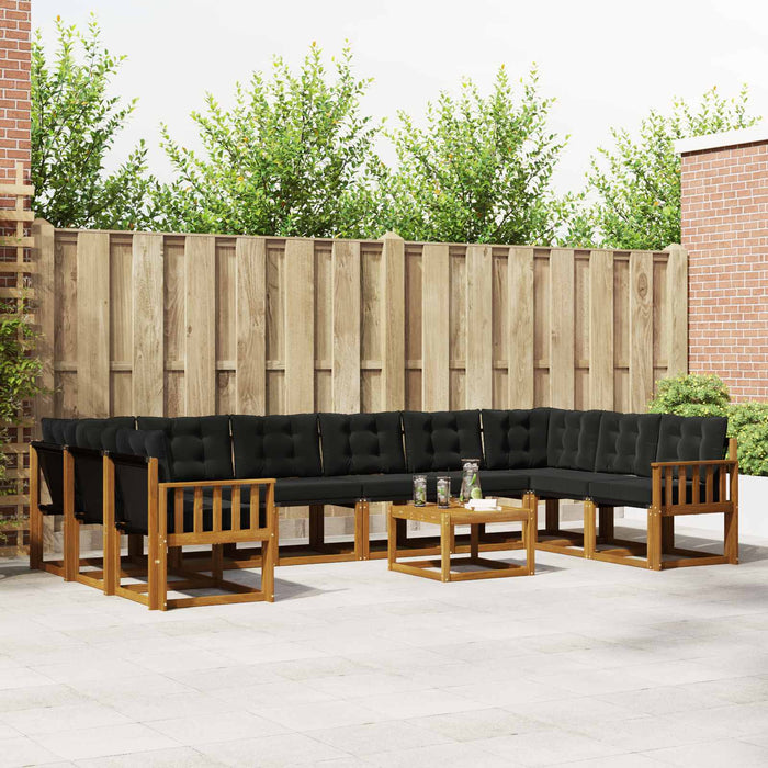 Set de canapele de exterior cu pernă 11 pcs Natural și Negru WALTI