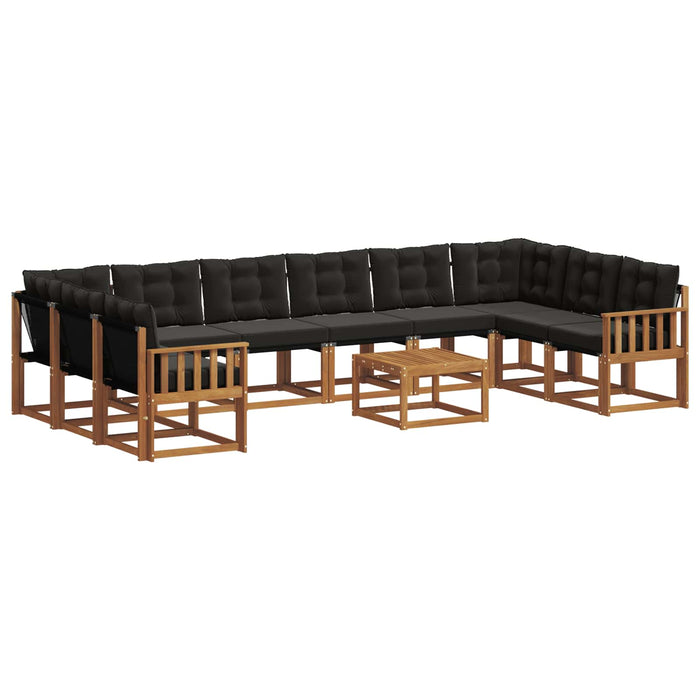 Set de canapele de exterior cu pernă 11 pcs Natural și Negru WALTI
