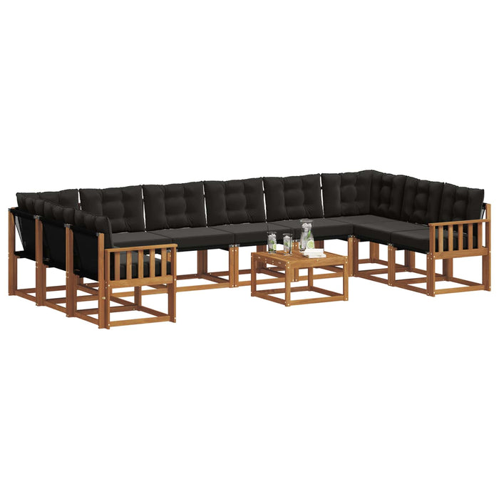 Set de canapele de exterior cu pernă 11 pcs Natural și Negru WALTI