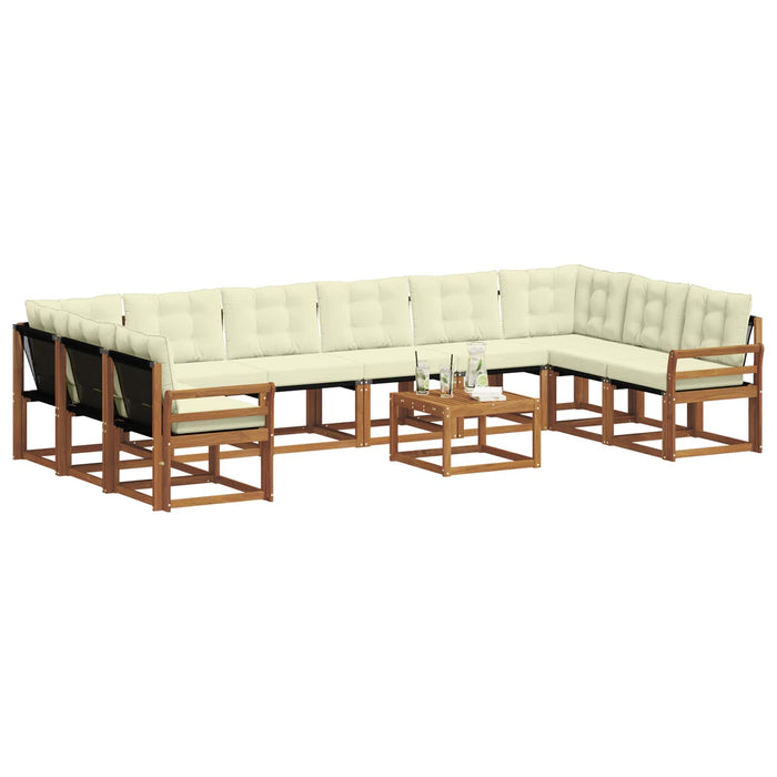 Set de canapele de exterior cu pernă 11 pcs Natural și Crem WALTI
