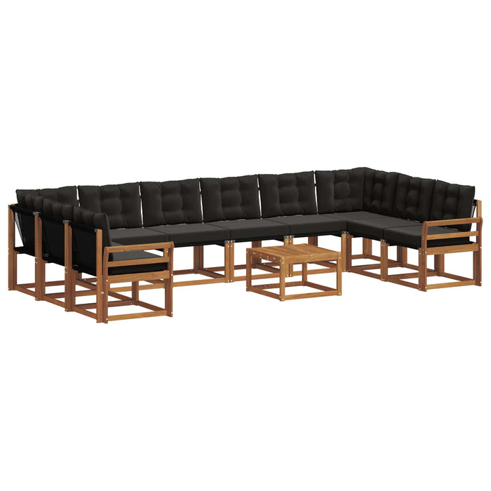 Set de canapele de exterior cu pernă 11 pcs Natural și Negru WALTI