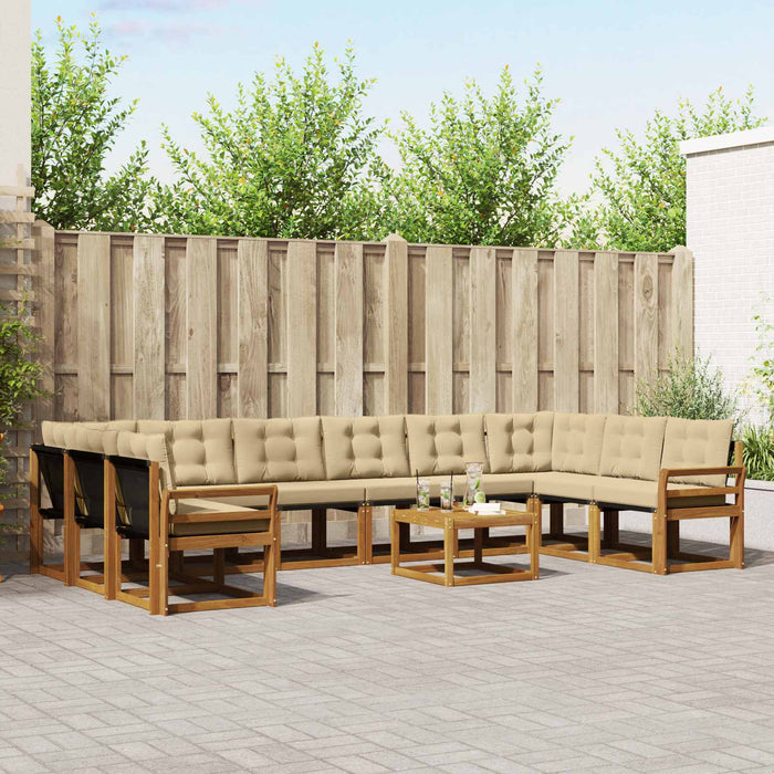 Set de canapele de exterior cu pernă 11 pcs Natural și Bej WALTI