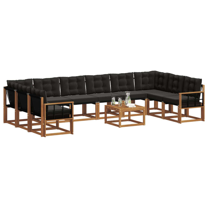Set de canapele de exterior cu pernă 11 pcs Natural și Negru WALTI