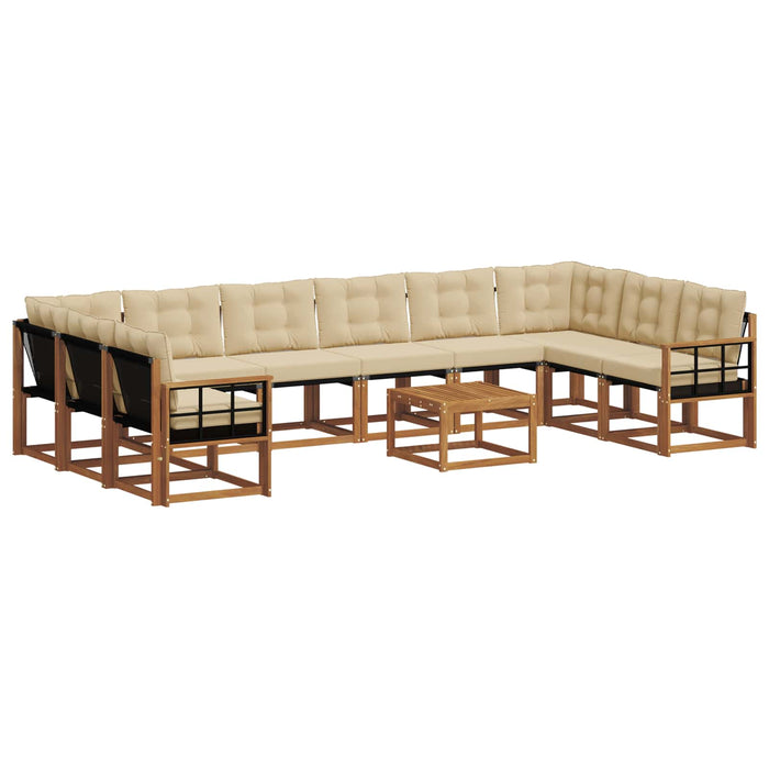 Set de canapele de exterior cu pernă 11 pcs Natural și Bej WALTI