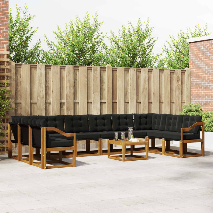 Set de canapele de exterior cu pernă 11 pcs Natural și Negru WALTI