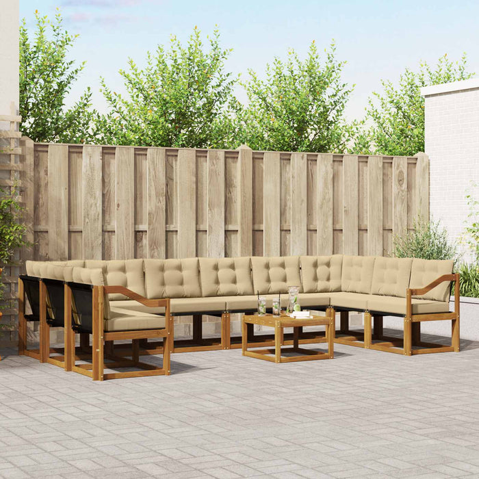 Set de canapele de exterior cu pernă 11 pcs Natural și Bej WALTI