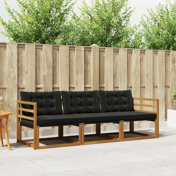Set de canapele de exterior cu pernă 3 pcs Natural și Negru - WALTI WALTI