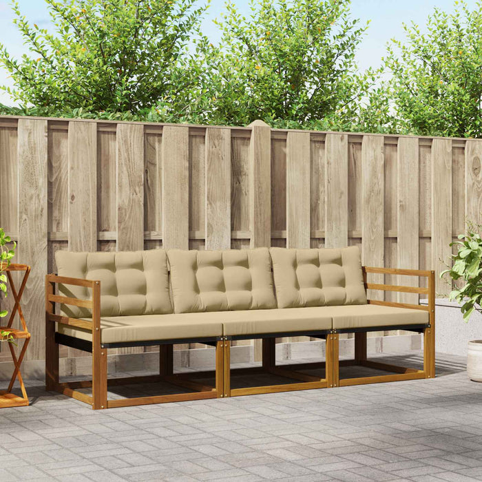 Set de canapele de exterior cu pernă 3 pcs Natural și Bej WALTI