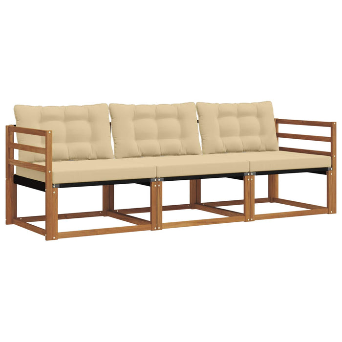 Set de canapele de exterior cu pernă 3 pcs Natural și Bej WALTI