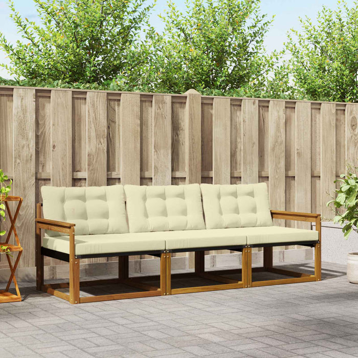 Set de canapele de exterior cu pernă 3 pcs Natural și Crem - WALTI WALTI