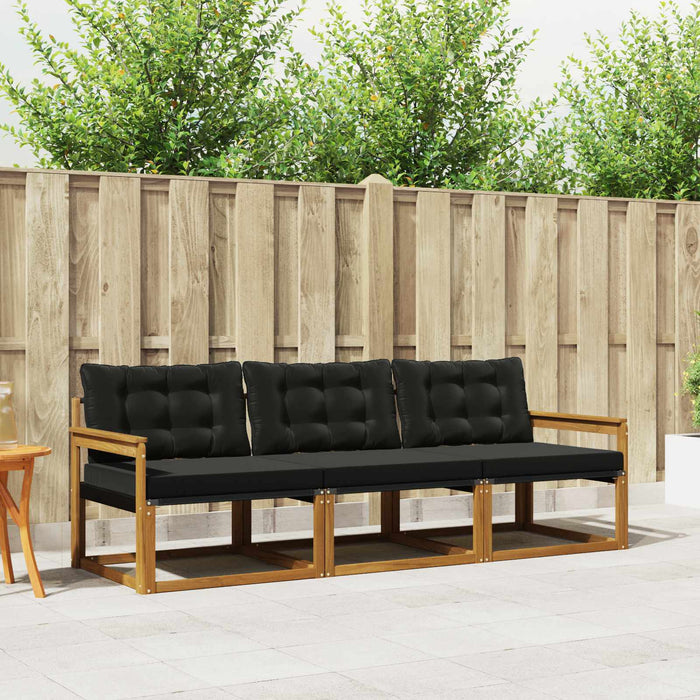 Set de canapele de exterior cu pernă 3 pcs Natural și Negru - WALTI WALTI