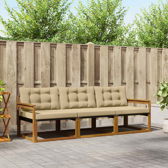 Set de canapele de exterior cu pernă 3 pcs Natural și Bej - WALTI WALTI