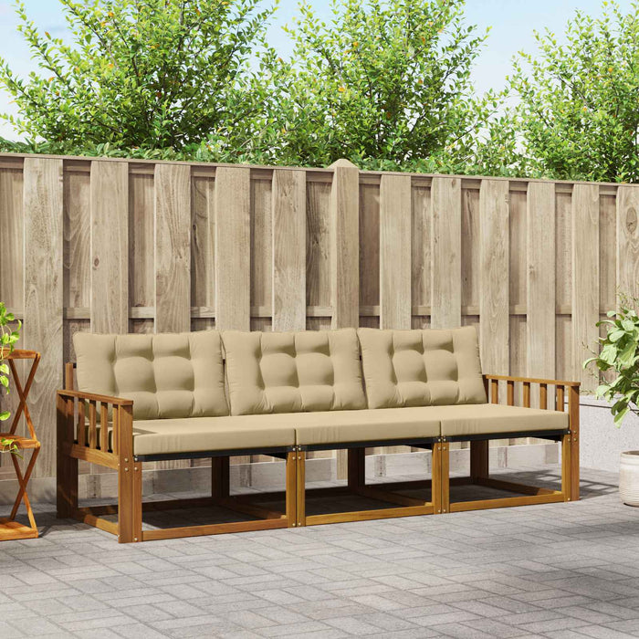 Set de canapele de exterior cu pernă 3 pcs Natural și Bej WALTI