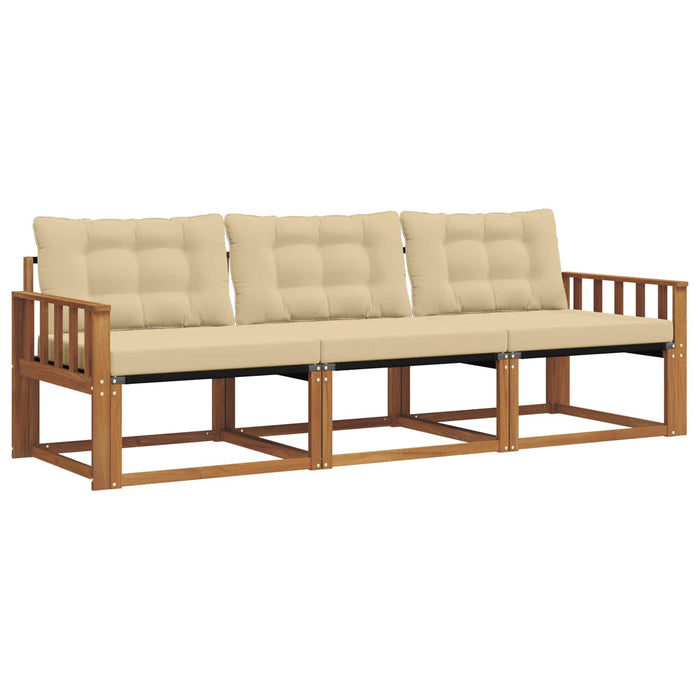 Set de canapele de exterior cu pernă 3 pcs Natural și Bej WALTI